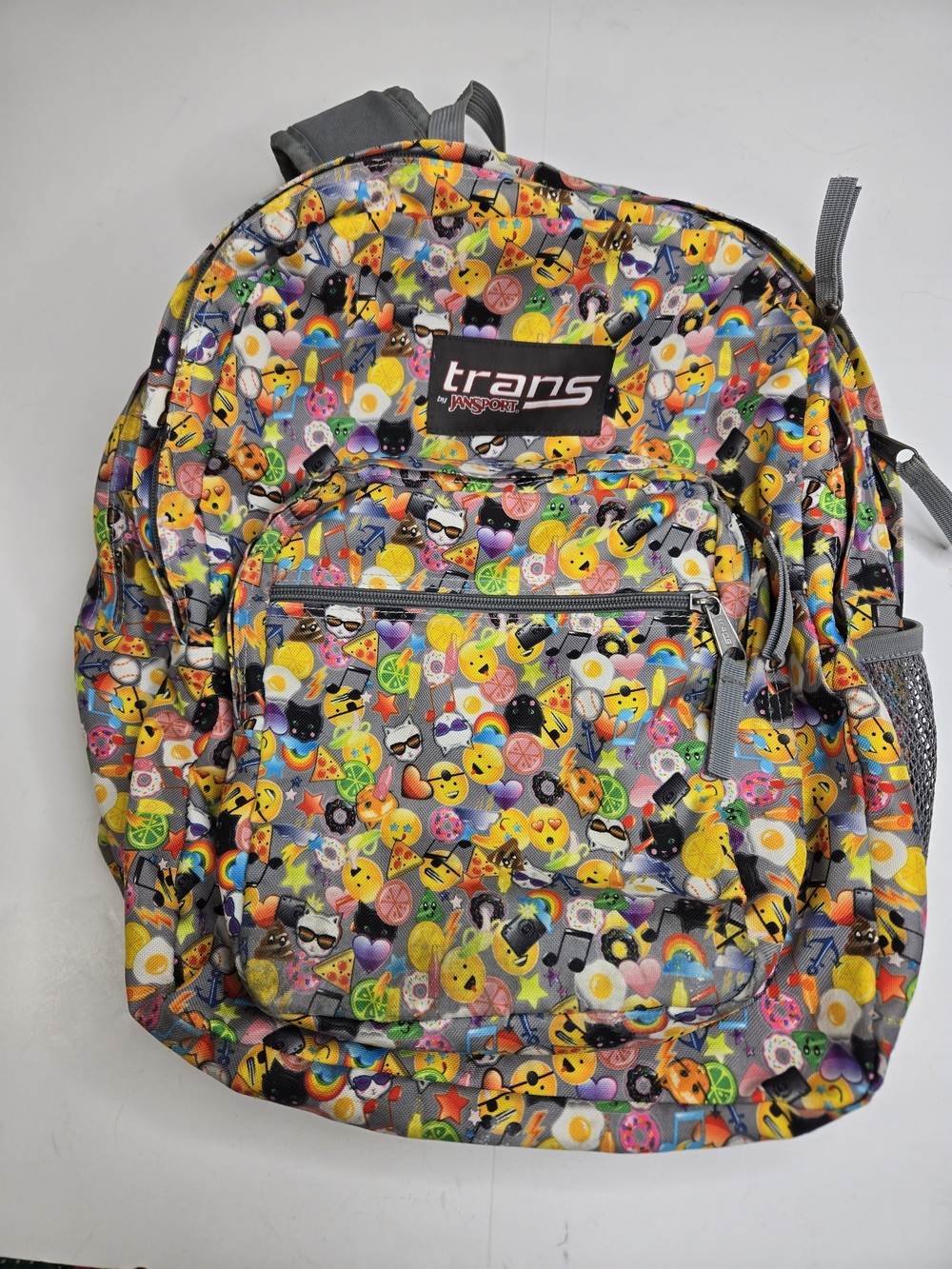 Jansport Trans Emoji Print Backpack - Gray with Multicolor Icons